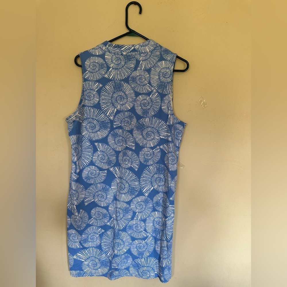 Southern Tide Blue and White Shell-Print Sleeveless Coverup - Picture 3 of 5